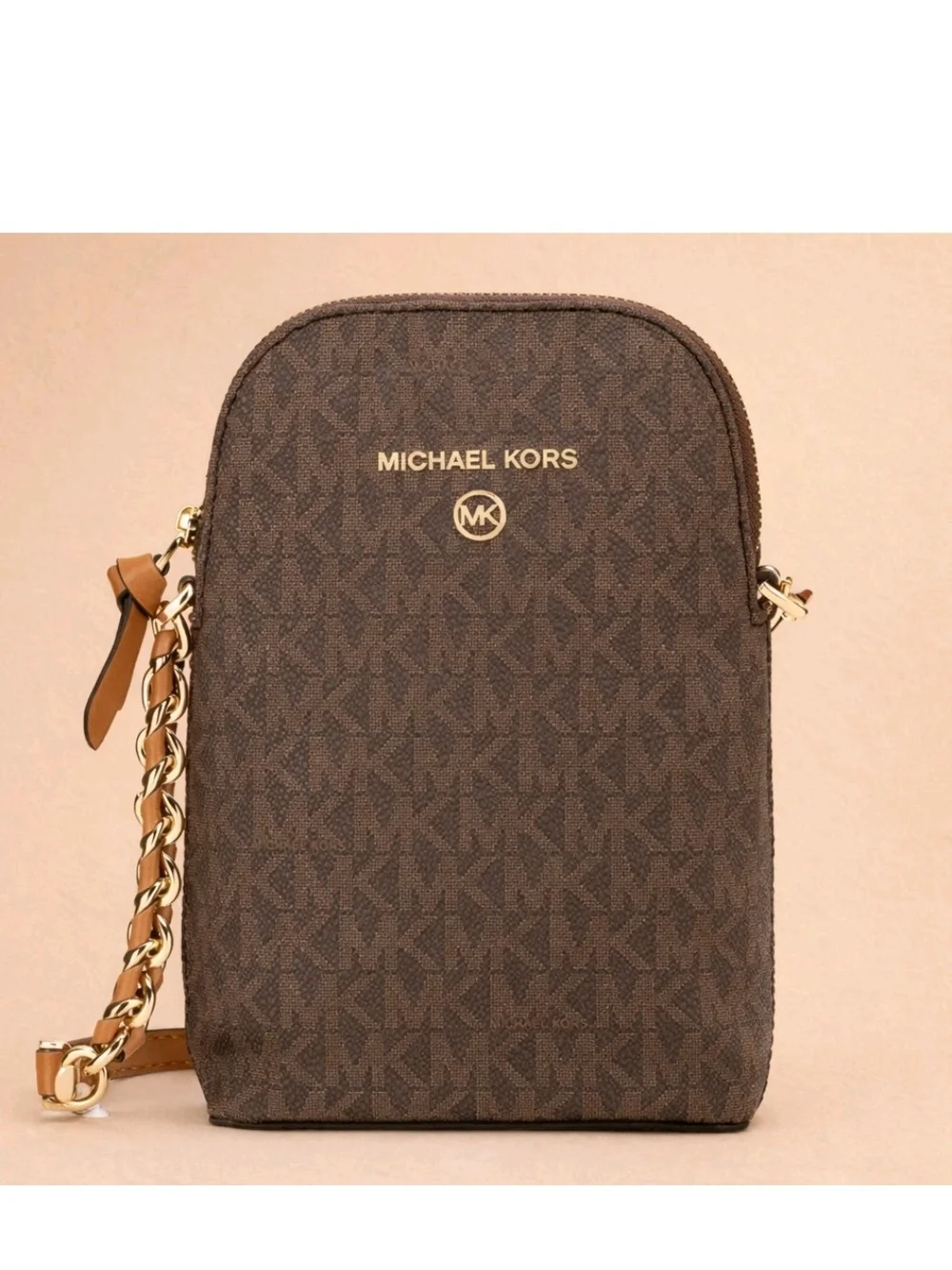 ( Brand New )Michael Kors Brown MK Logo Crossbody Bag With Box